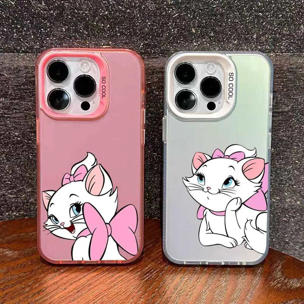 Cute Cartoon M-Marie-Cat Phone Case For IPhone 16 15 14 13 12 11 Pro Max Plus Color Shockproof Back Silver Cover