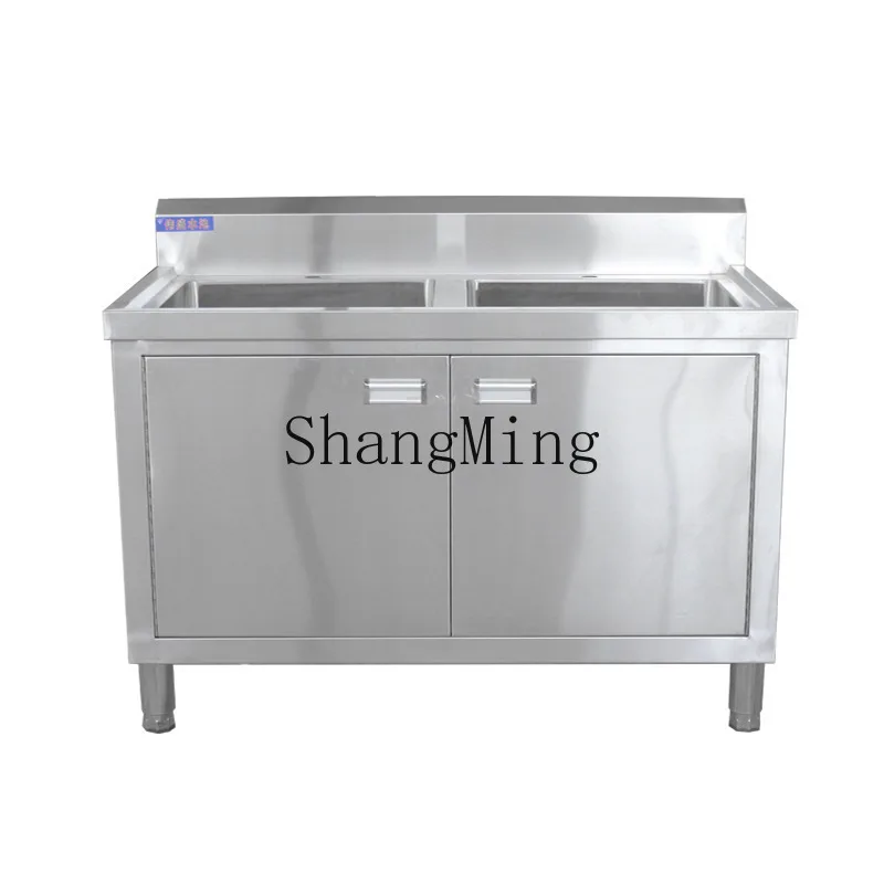 

CL custom stainless steel sink cabinet restaurant kitchen integrated thickened single double sink sink, double door sink cabinet
