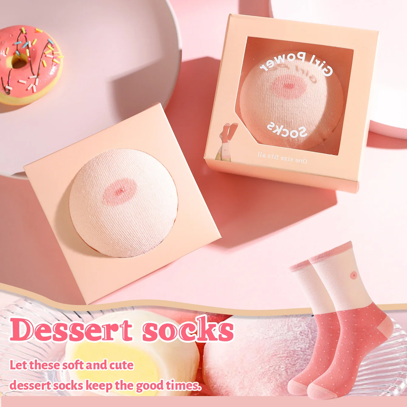 زوج واحد من جوارب منتصف الساق للرجال والنساء، جوارب صندوق هدايا حلوى ملونة مبتكرة وممتعة، طراز عصري أوروبي وأمريكي، هدايا جديدة غير رسمية للحفلات، عيد الميلاد، سانتا كلوز، أنماط الخريف والشتاء، جوارب لطيفة وممتعة لجميع المواسم