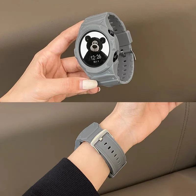 Nova pulseira de silicone + capa para pc para samsung galaxy watch 7/6/5/4 40mm 44mm mod kit para samsung smartwatch esporte loop band pulseira