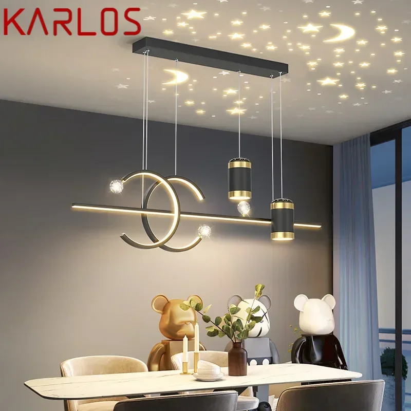 KARLOS Nordic Pendant Lamps Modern Creative Starry Sky Projection LED Light Fixtures for Home Dining Room Decorative