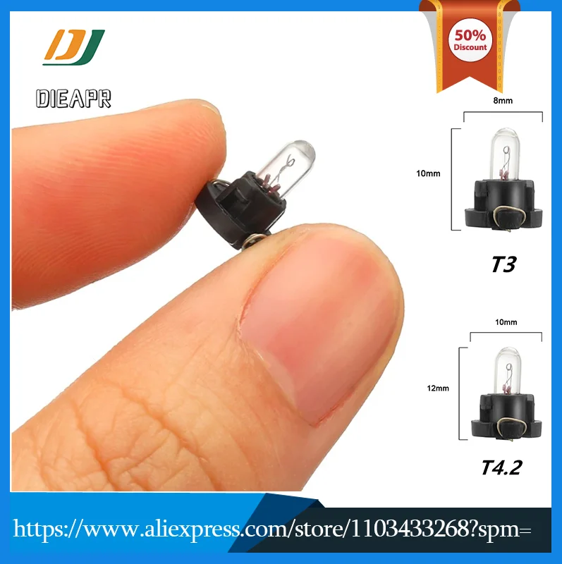 5/10Pcs T3 T4.2 Led Bulbs Car Interior Lights  4300K Yellow Auto Warming Indicator Lamp 12V Xenon Gas High Intensity White Light