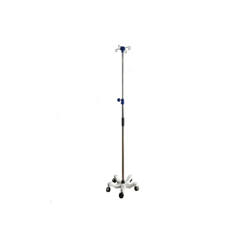 Hospital Medical Equipment 5 Castors Plastic Base 4 Hook L.V Pole For Patient With High Quality In Low Price