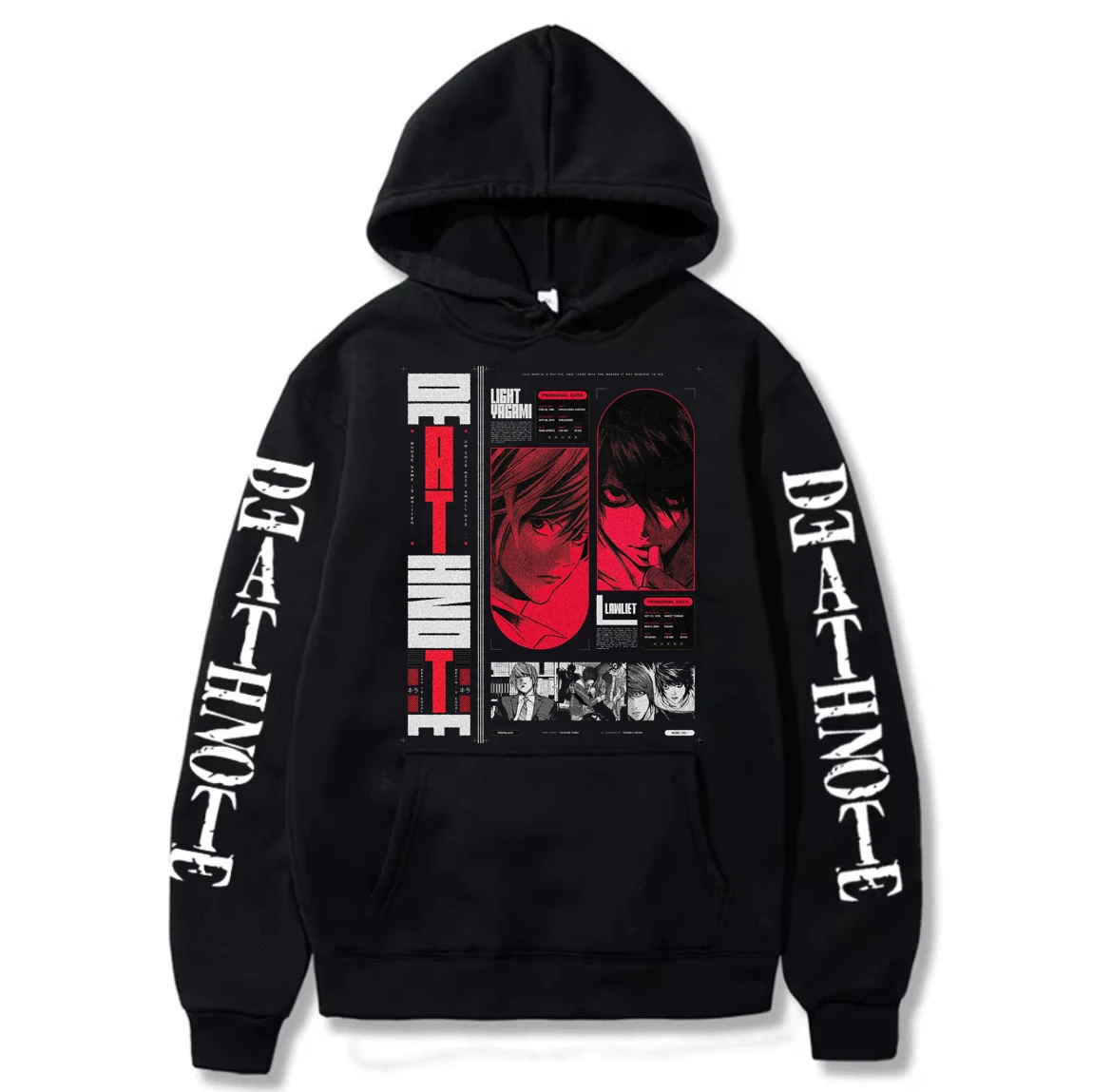 Funny Anime Death Note L·Lawliet Print Hooded Sweatshirts Men Women Vintage Fashion Long Sleeve Male Streetwear Hoodies Pullover