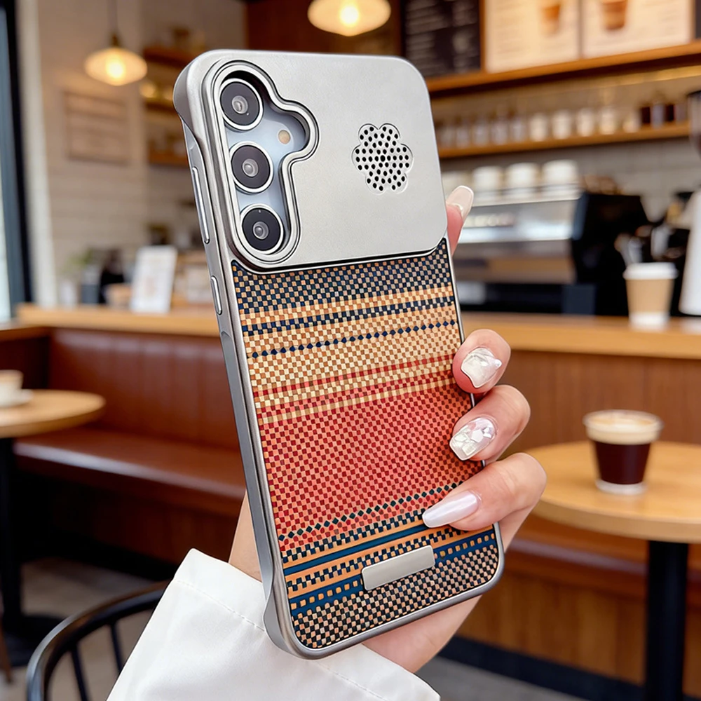 Carbon Fiber Texture Frameless Magnetic Case for Samsung Galaxy S26Ultra S25 S24FE A57 A56 A55 A37 A36 A35 Anti Drop Phone Cover