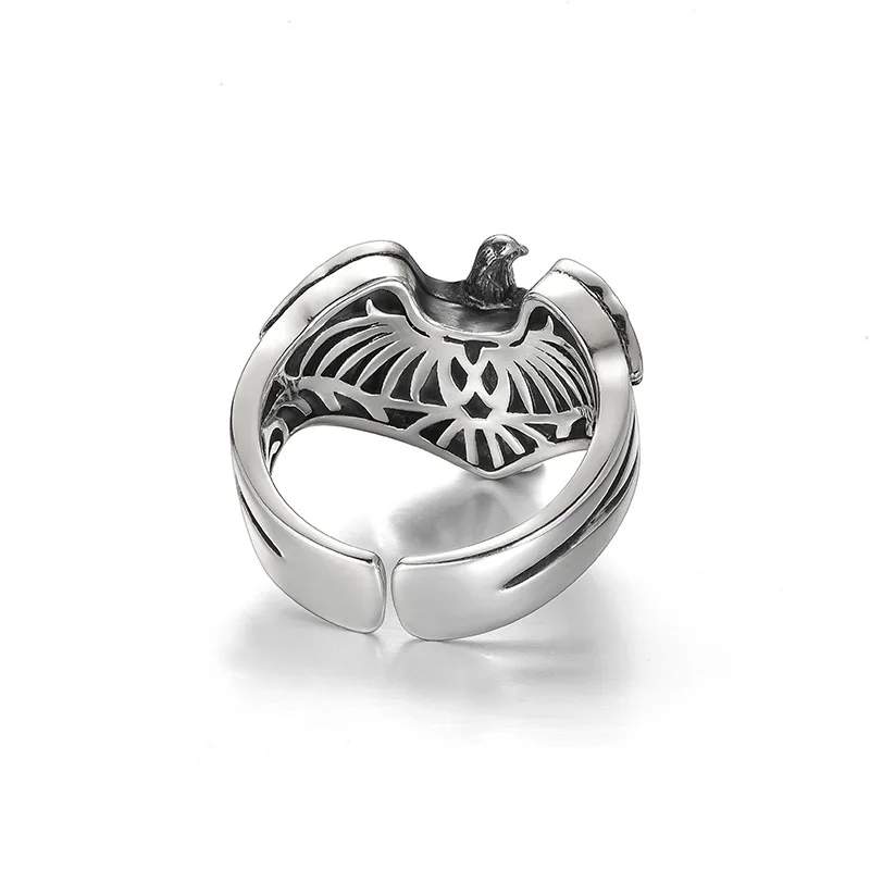 Buyee 925 Sterling Silver Ring Finger Eagle Open Ring for Woman Men Fashion Unique Animal Punk Fine Jewelry Circle with Box