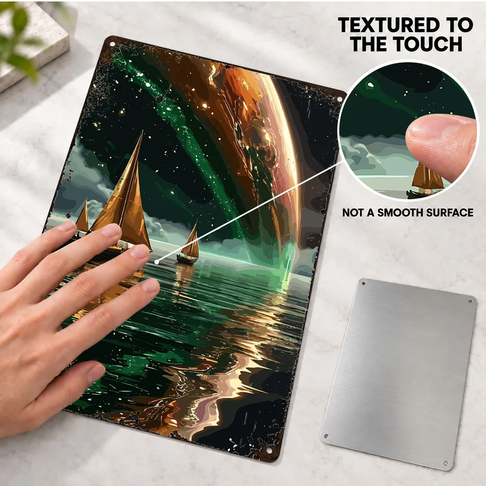Sailboats On A Cosmic Ocean Aluminum Poster Astronomy Graphic Creative Workspace Wall Art Personalized Metal Sign Science Gift