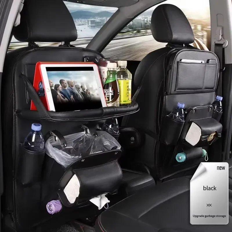 Auto-Rücksitz-Organizer, Aufbewahrungstasche mit faltbarem Tischtablett, Tablet-Halter, Taschentuchbox – Detail 10