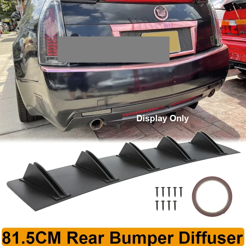 81.5cm Universal For Cadillac CTS CTS-V ATS CT4 CT5 Rear Bumper Diffuser 5 Shark Fins Splitter Spoiler Body Kit Car Accessories