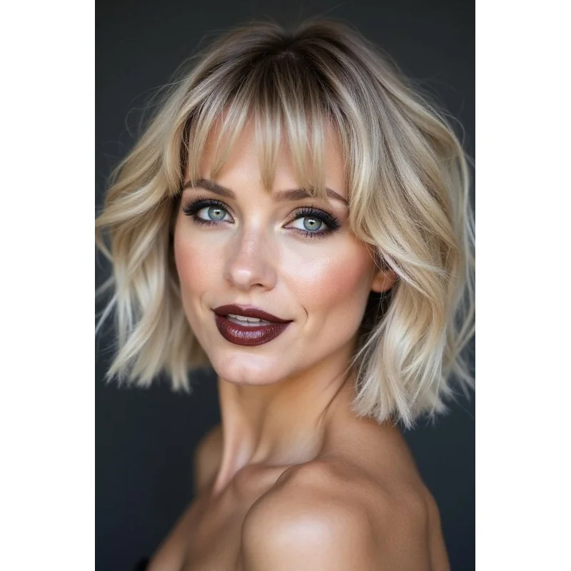 Short Bob Ombre golden blonde Highlight Wigs Lace Front 100% Human Hair Wigs