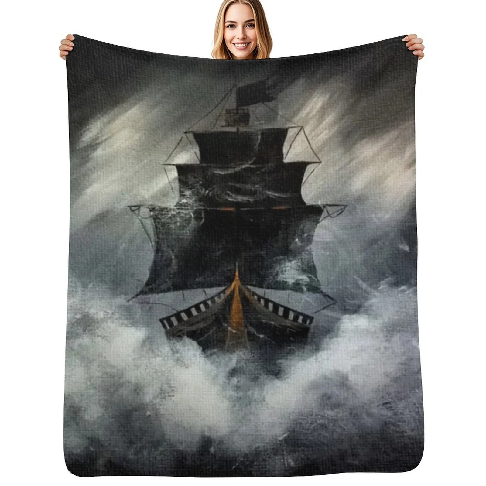 Pirate Ship Throw Blanket Elegant Warm Throw Blanket for Hotel Home