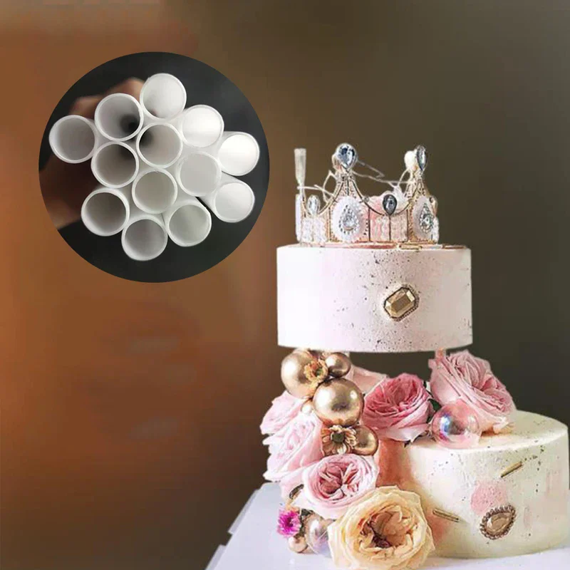 /PFU/Suspended Cake Dowels White Plastic Cake Support Rods Round Dowels Straws Reusable split layer cake support 10 Pcs