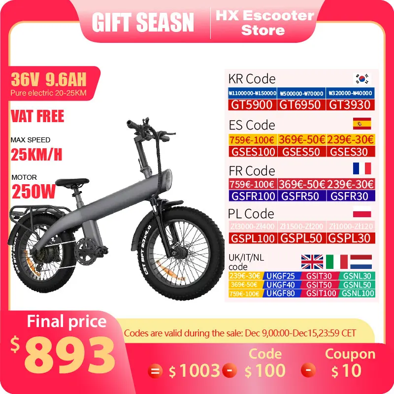 HX Q3 Adult Ebike Electric Bike Folding 750w 48V 12.75AH 20 inch Fat Tire Electric Bicycle Mountain Cycling Bike