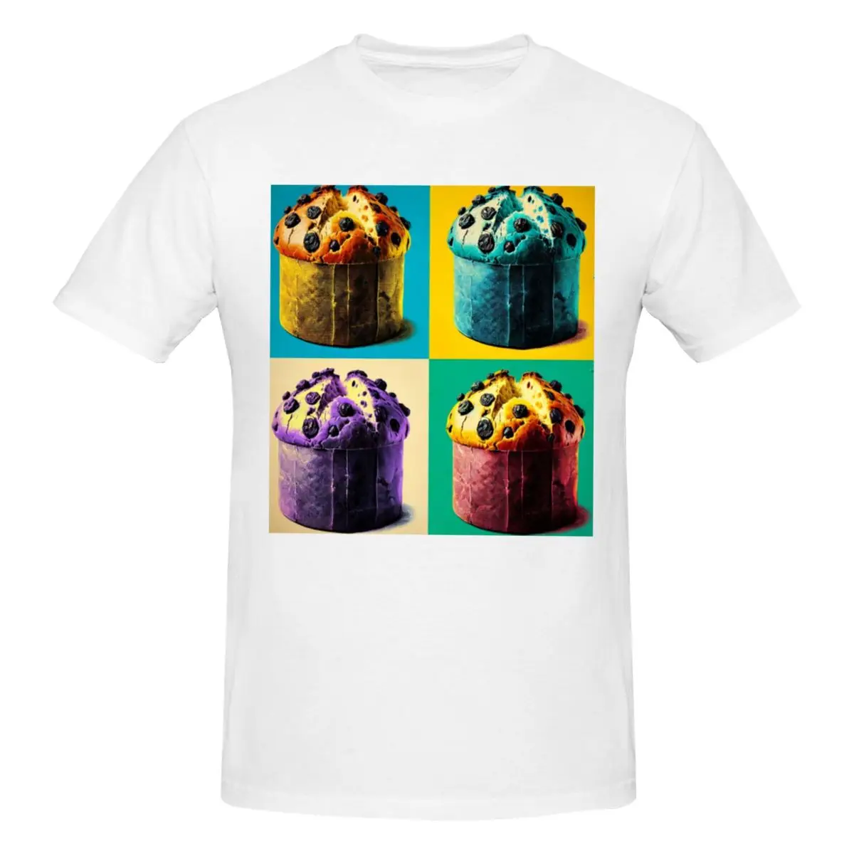 Pop Art Panettone Italian Christmas Brilliance Men T-Shirt Plus Size T Shirts Men's Crew Neck Cotton Tees Short Summer Male