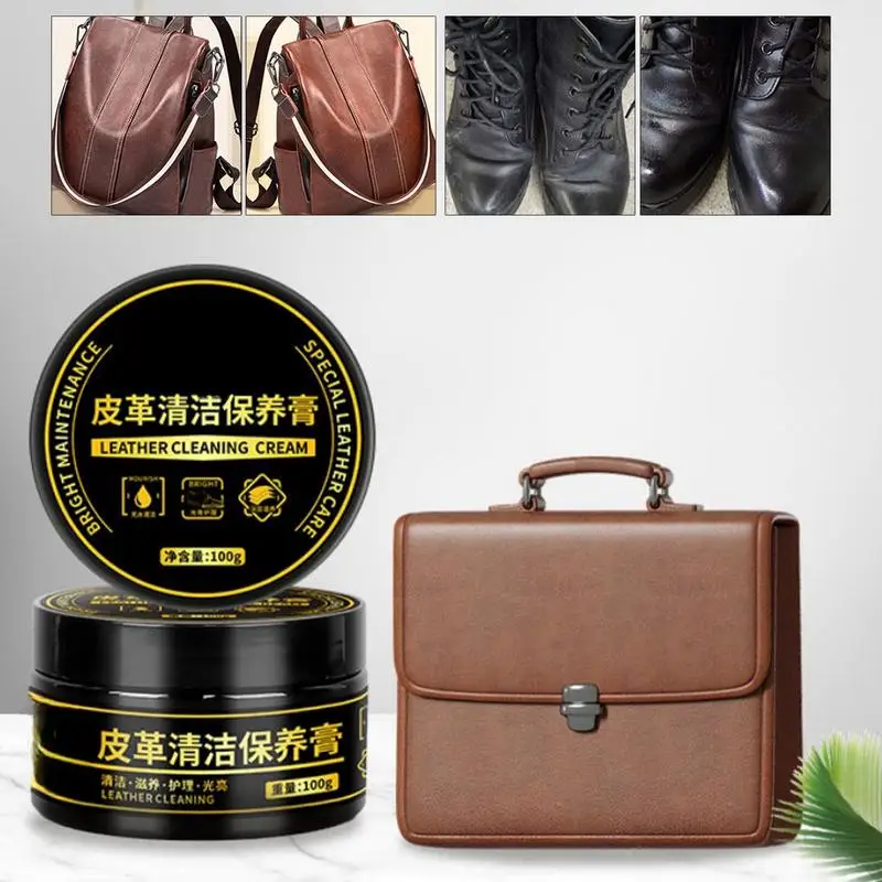 Leather Care Cream 100g Mild Safe Leather Conditioner Natural Waterproof Leather Cream for Car Seats Leather Sofas Leather Bags