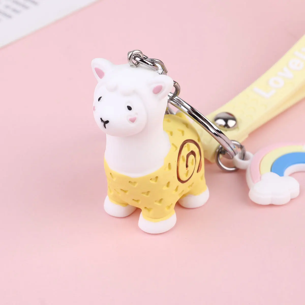 

Alpaca Keychain Yellow Small Unique Key Ring Bag Pendant Stylish Decoration Graduation Gift Alpaca Keychains Key Holder