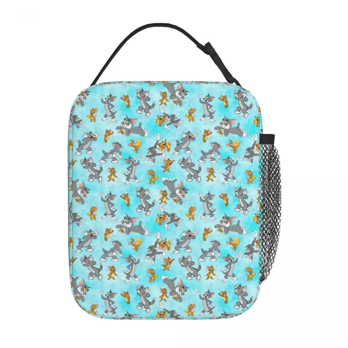 

Custom Anime T-Tom & J-Jerry Portable Lunch Boxes Multifunction Vintage Cooler Thermal Food Insulated Lunch Bag School
