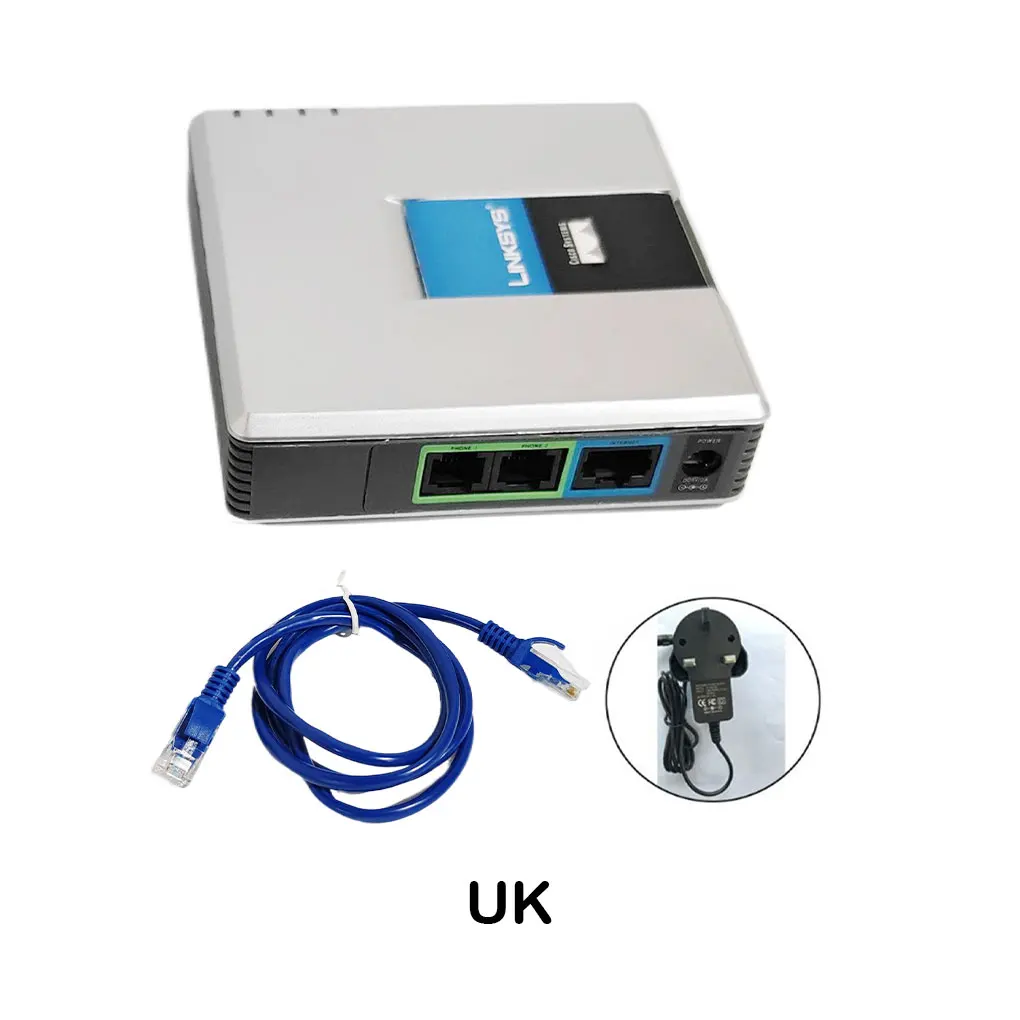 Adaptador de voz de telefone VoIP Linksys PAP2T desbloqueado SIP VoIP Adaptador de telefone de Internet 2 portas FXS Plugue americano