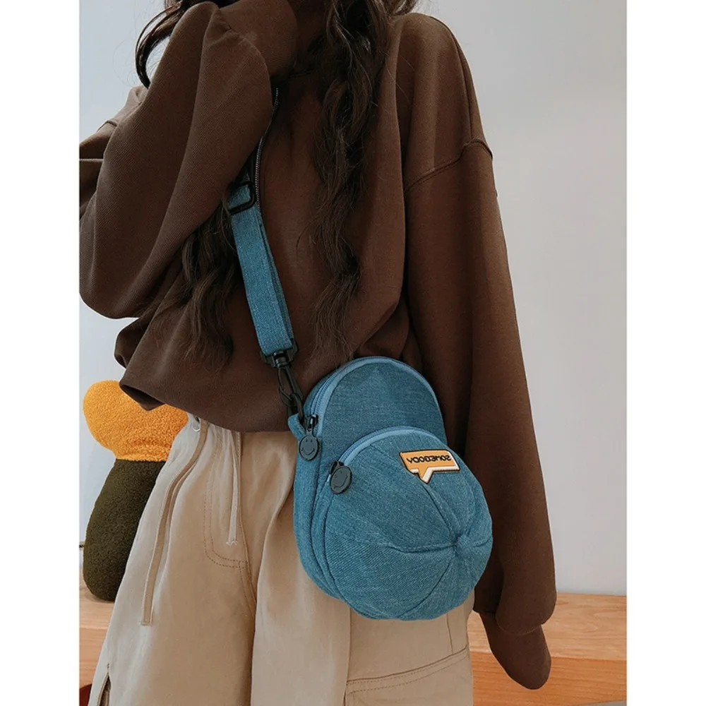 

Sheli Baseball Cap Small Bag Women's Autumn and Winter New Niche Denim Shoulder Crossbody Handbag Business Commuter Backpack