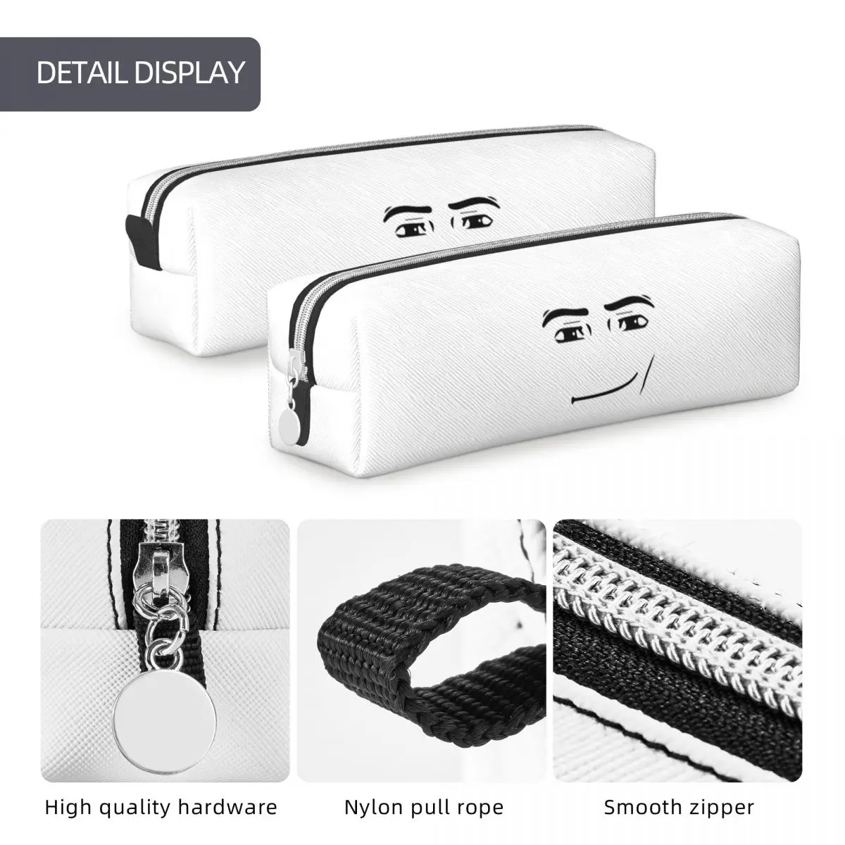 Creative Man Face Pencil Case Robloxx  Face Pencilcases Pen Box for Student Large Storage Bag School Supplies Gifts Accessories