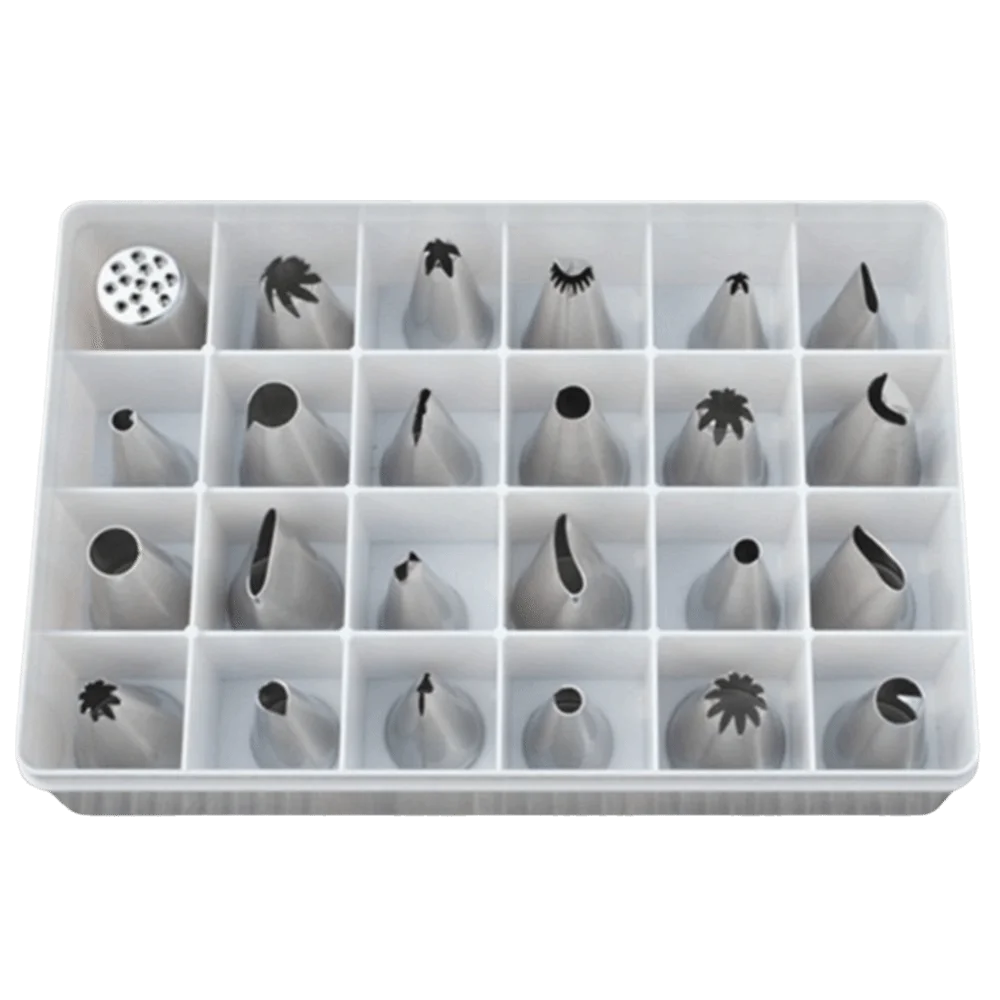 

24PCS Steel Cake Decorating Nozzles Set DIY Baking Tool Icing Piping Tip Multi Style Creative Flower Frosting Nozzles
