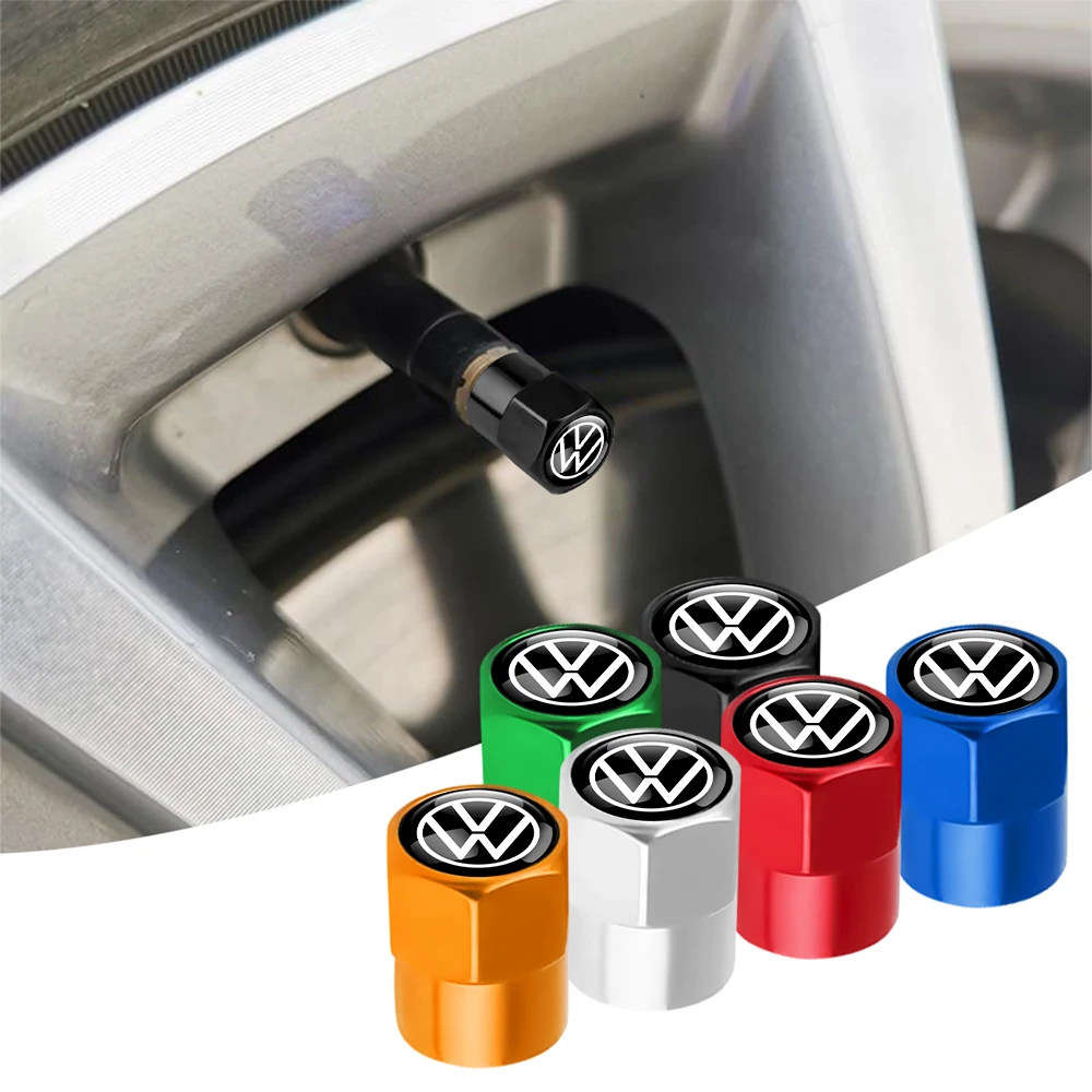 4PCS Tampas de Válvula de Pneu de Metal para Carro, Acessórios Automotivos para Volkswagen GTI Polo Golf Passat Scirocco Jetta Touareg RLINE
