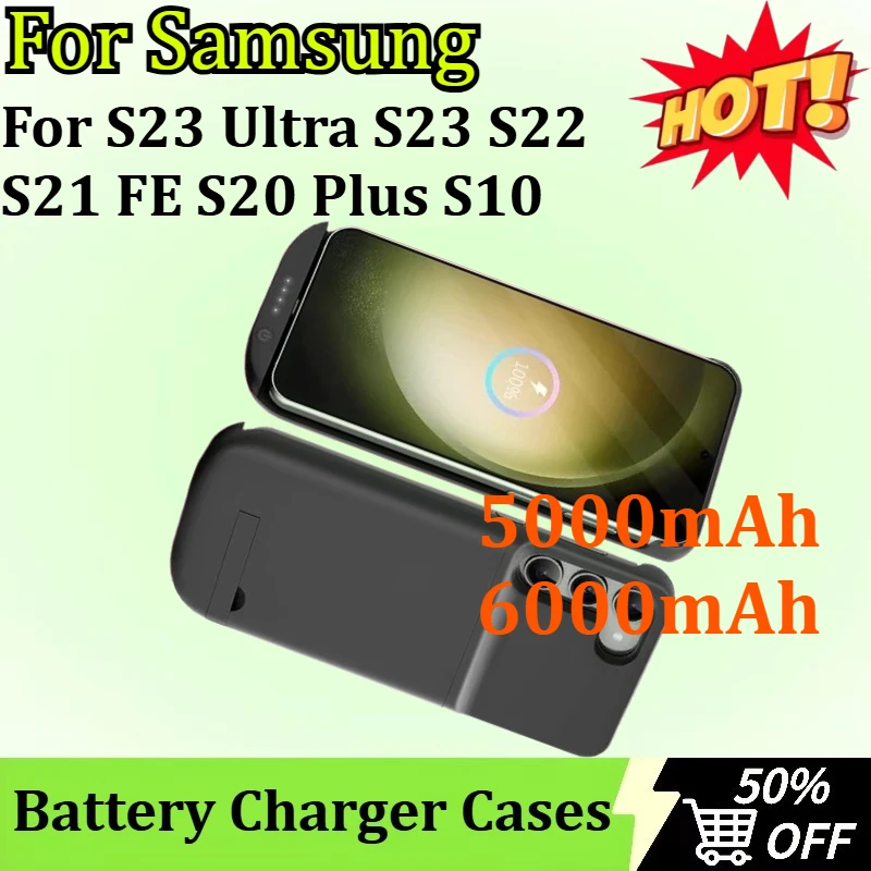 

5000/6000mAh Battery Power Case for Samsung Galaxy S23 Ultra S23 S22 S21 FE S20 Plus S10 Battery Case Charging Power Bank