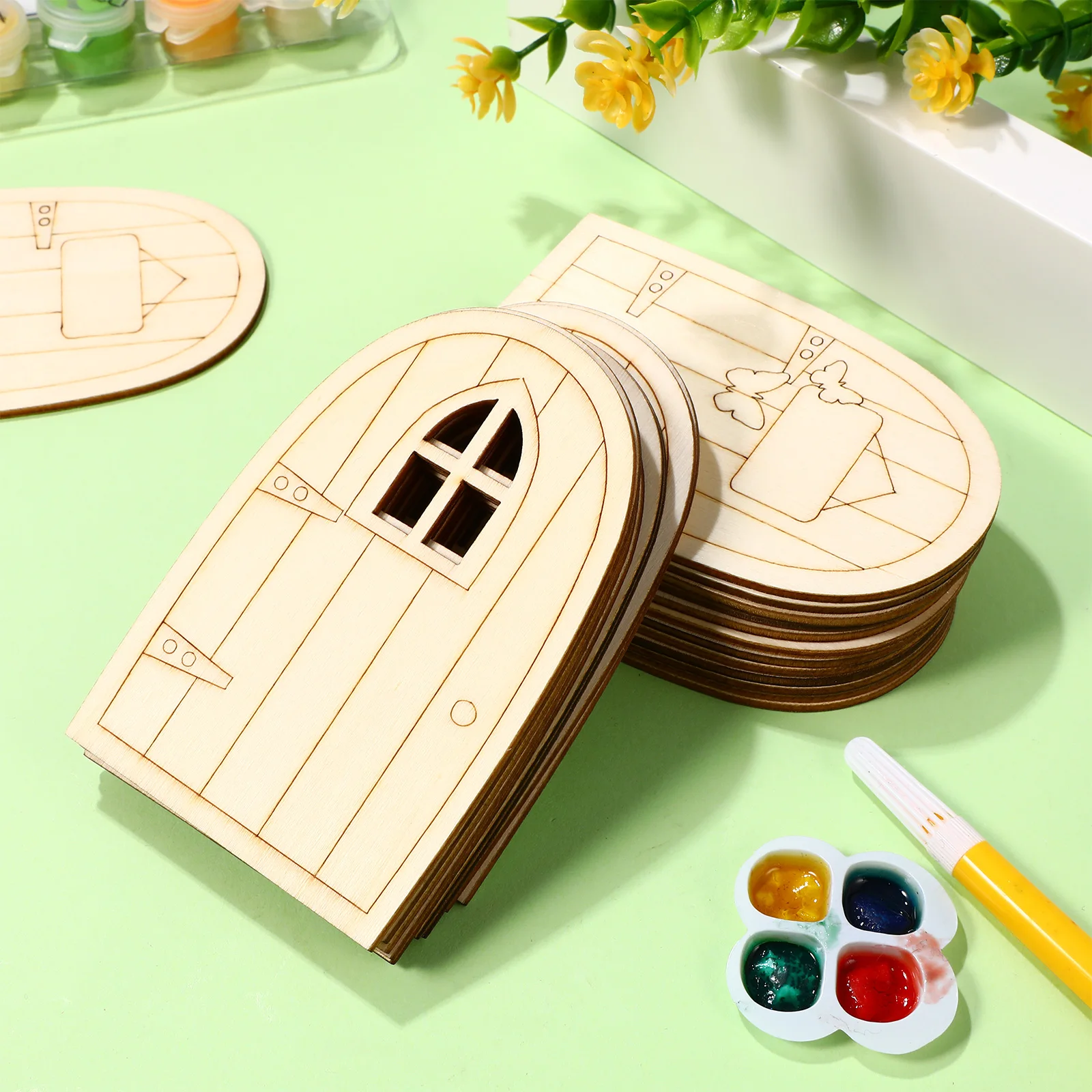 

36pcs Creative Fairy Door Ornament Set Mini Wooden Garden Decorations Craft Unpainted Frames for Scrapbooking Cards Sign Making