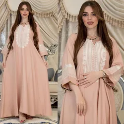 Eid Embroidery Arab Muslim Party Dress for Women Abaya Jalabiya Long Dresses Morocco Kaftan Vestidos Dubai Ramadan Gown Robe