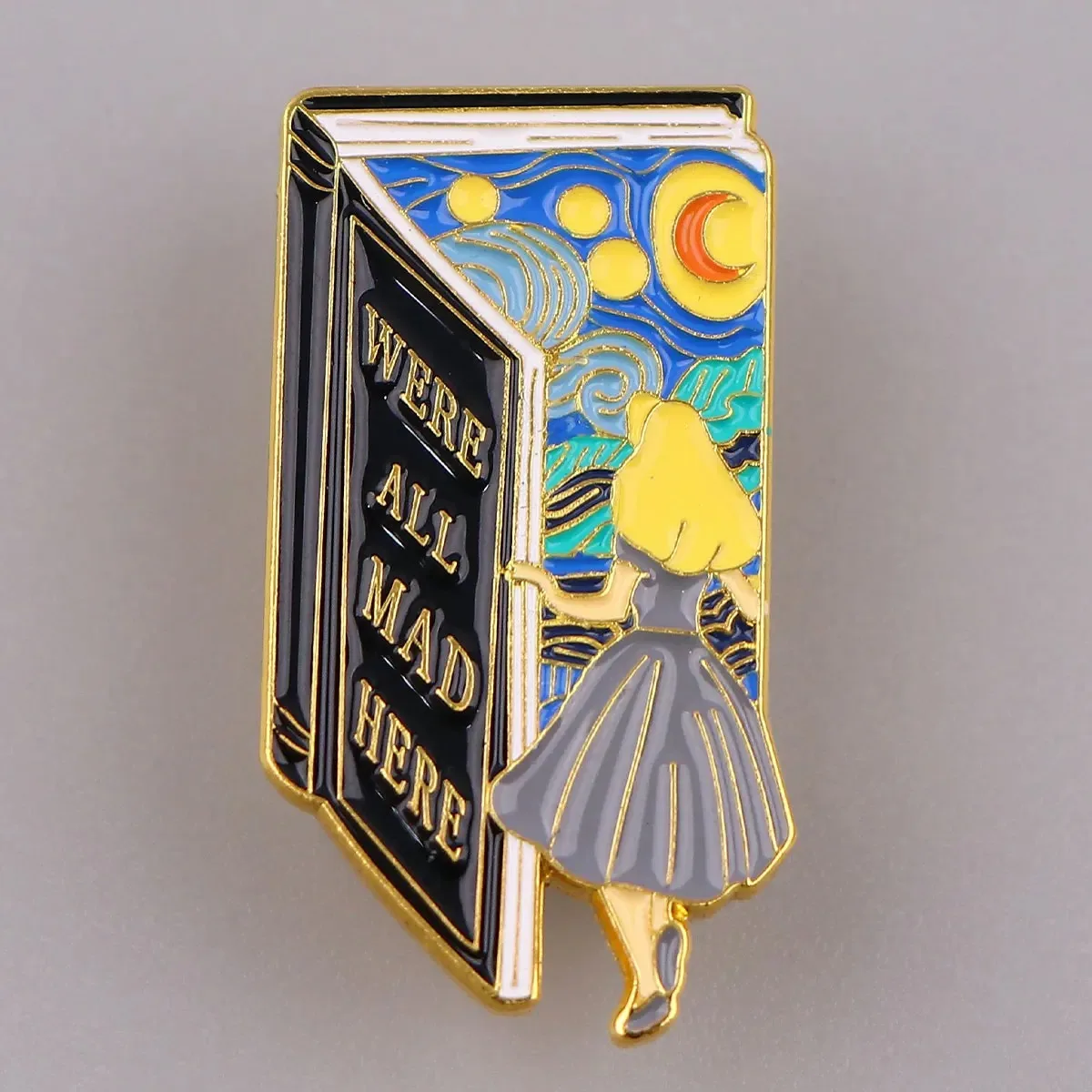 Dreamy Starry Sky Fairy Tale Girl Enamel Pin Badge Lapel Brooch Art‑Style Fashion Jewelry Accessories for Backpack Garment