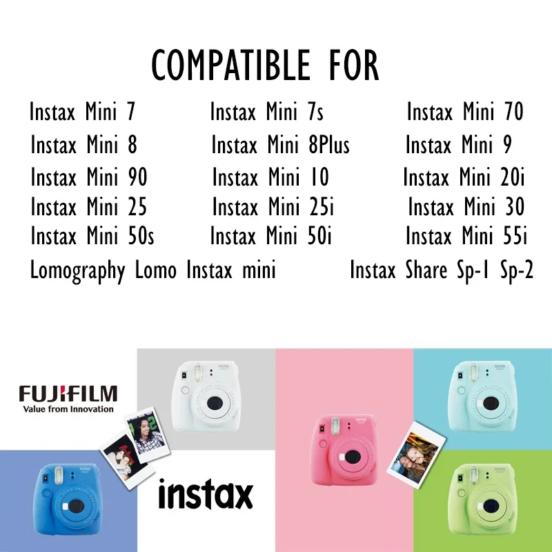 Fujifilm Instax Mini Film Paper 3 Inch 10/20/40/50/60/80/100 Sheets For Fuji Instant Mini 12/11/9/8 Cameras Photo Paper Hot Sale