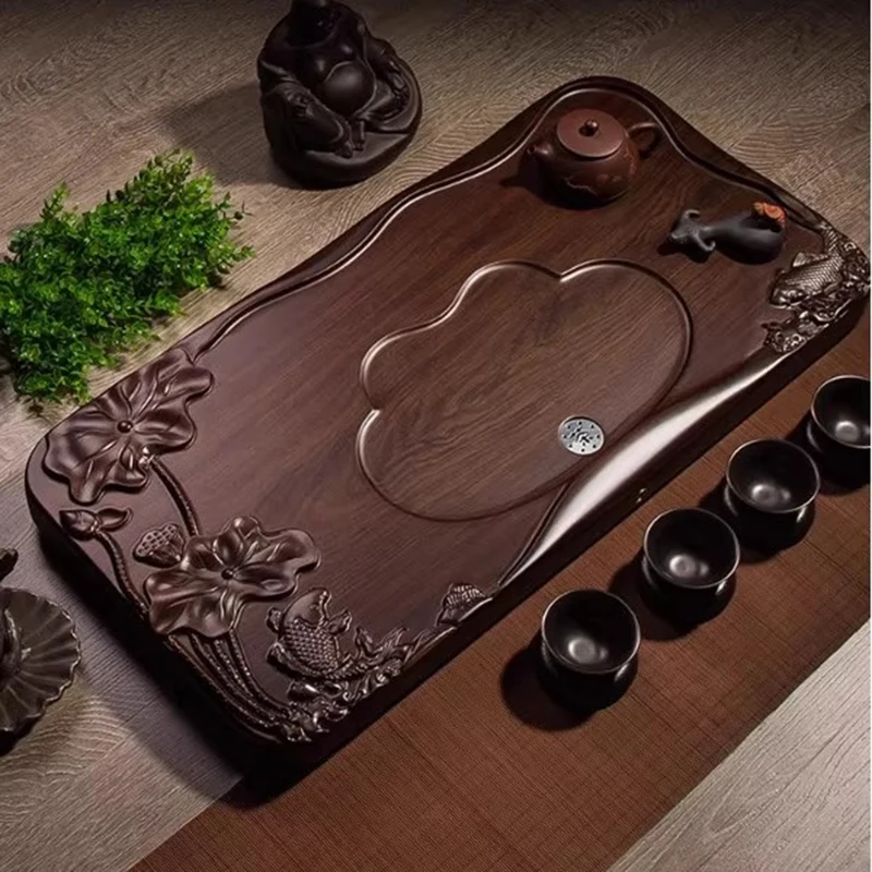 Irregular Serving Tea Tray Wooden Luxury Accessories Decorative Chinese Drainage Tea Tray Hospitality Bandejas Home Products