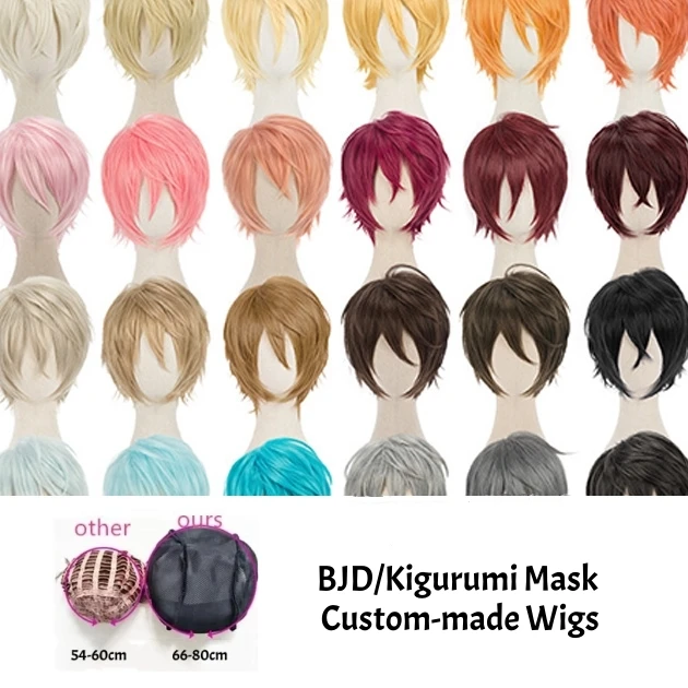 (GL45) الكرتون أنيمي Kigurumi تأثيري قناع لوليتا كروسدرينج BJD قناع مخصص صبي الرجال الملونة خصلات الشعر المستعار القصير #1