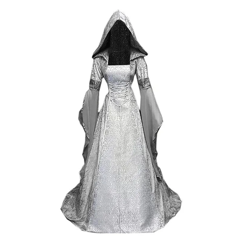 أنيمي المرأة ديلوكس فستان الساحرة القرون الوسطى زي الشيطان باقان الساحرة الزفاف كوس زي مقنعين ثوب رداء هالوين زي الدعاوى