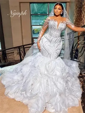 Encantador vestido De Novia De manga larga, vestido De Novia Sexy con hombros descubiertos, sirena solemena, largo hasta el suelo, Vestidos De Novia para mujer