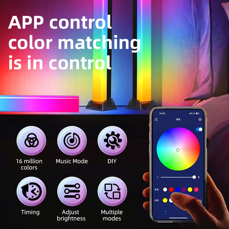 RGBIC الذكية ضوء بار LED لمبة مكتب للرياضات الإلكترونية التصميم الحديث مع RGB الإضاءة APP التحكم مزامنة الموسيقى الديناميكية لغرفة الألعاب