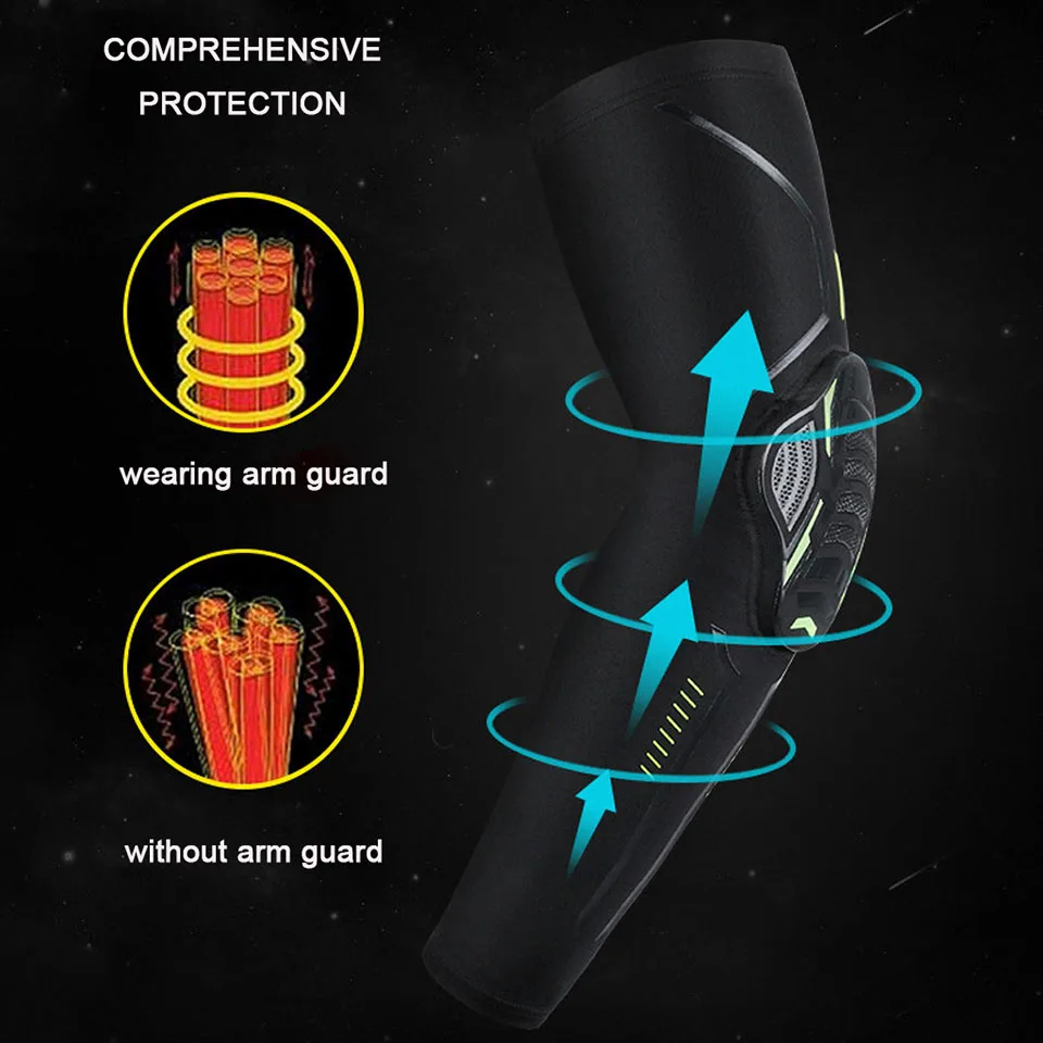 GTUBIKE 1 Stück elastische Basketball-Ellbogen- und Armprotektoren, stoßdämpfende Waben-Ellbogenschützer für Lauf- und Radsport – Detail 18