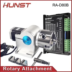 Hunst Rotary Attachment Diameter 80mm Rotary Device with Three Chuck +DM5042 Driver for UV CO2 & Fiber Laser Marking Machine