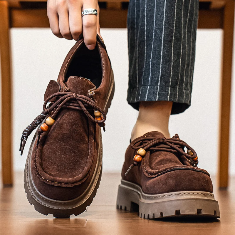 

2025 Autumn New Trendy Retro Round-top Fashionable Men's Shoes, Simple and Lightweight, Personalized and Casual Shoes