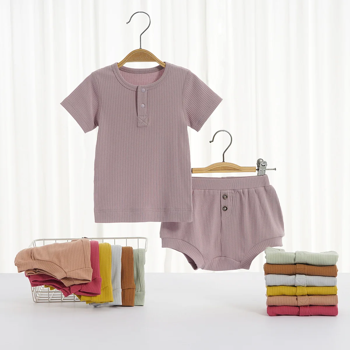 Lewyn conjunto masculino infantil ropa de bebé de verano 가을 여아옷 Unisex Summer 0-1Y girls Casual COTTON Solid T-shirt One Set