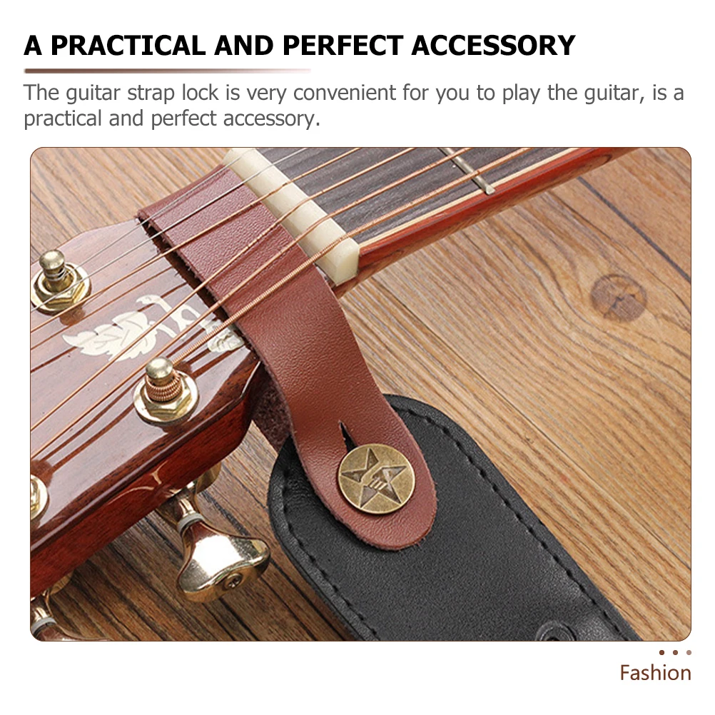 

4 Pcs Guitar Headstock Strap Durable PU Practical Acoustic Electronic Creative Neck Straps Portable Lock Ties Accessories Guitar