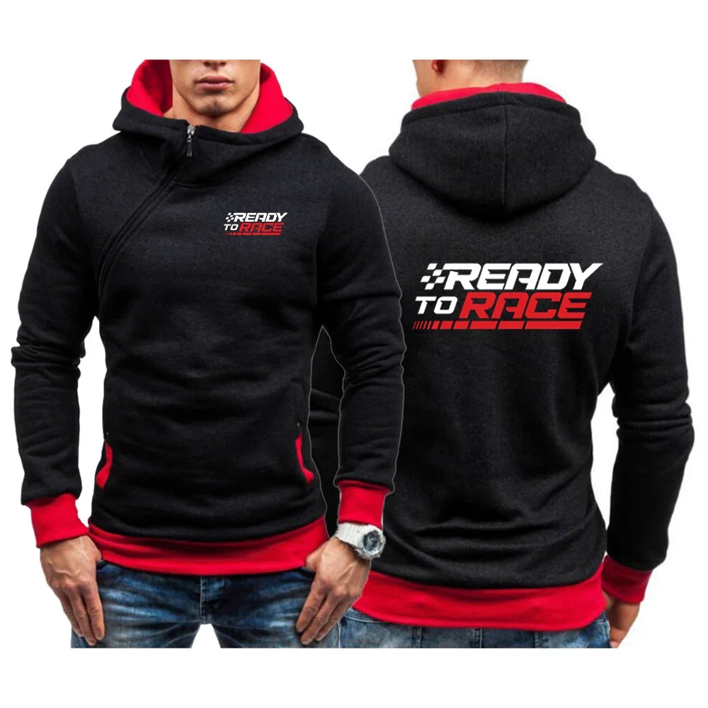 

Ready To Race Enduro Cross Motocross Bitumen Bike Life Men New Spring Autumn Fashion Five-Color Sweatshirt Diagonal Zipper Top