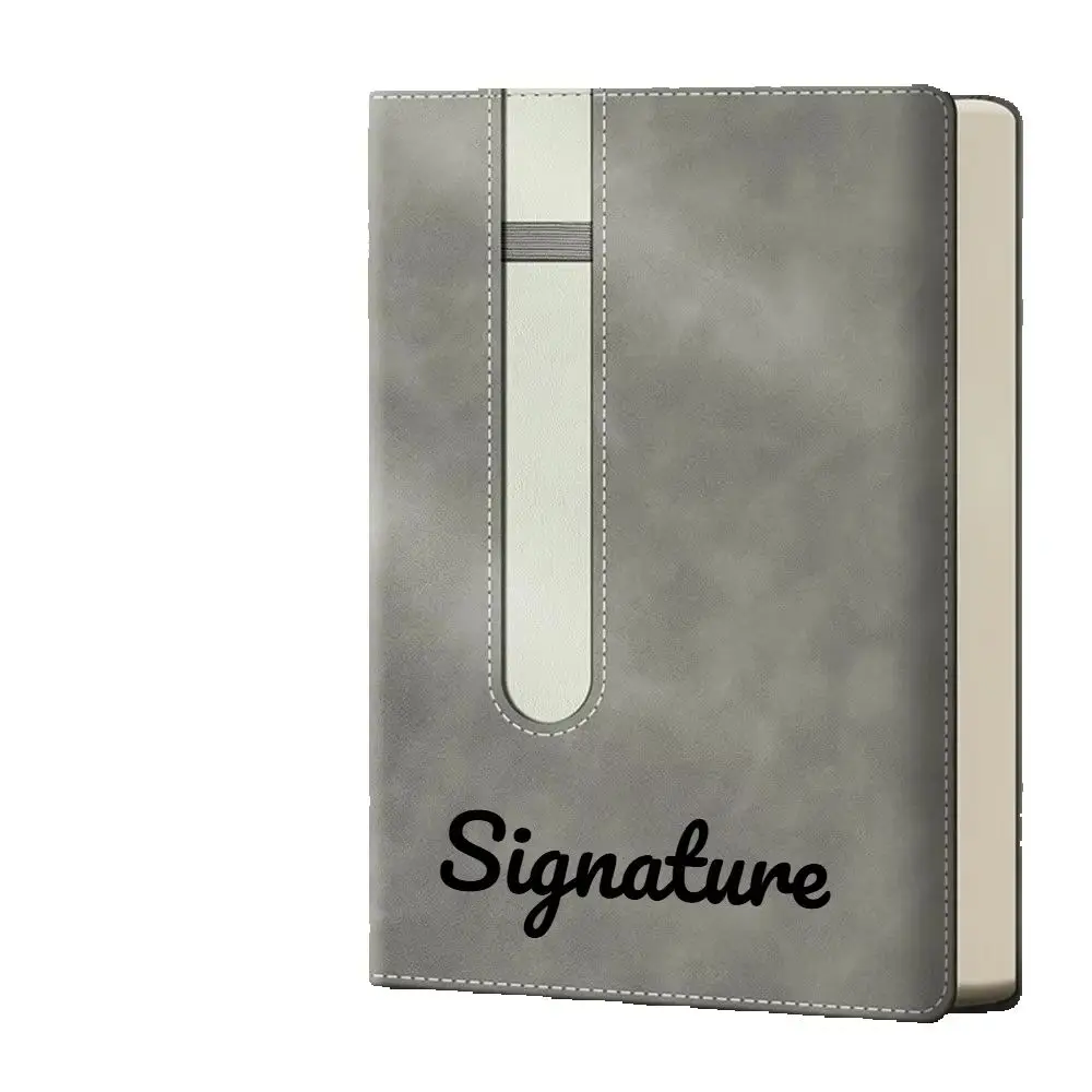 A5 Lined Notebook 200 Pages 80g Thick Paper No Bleed PU Leather Cover with Pen Holder Lay Flat Journal Planner for School Busine