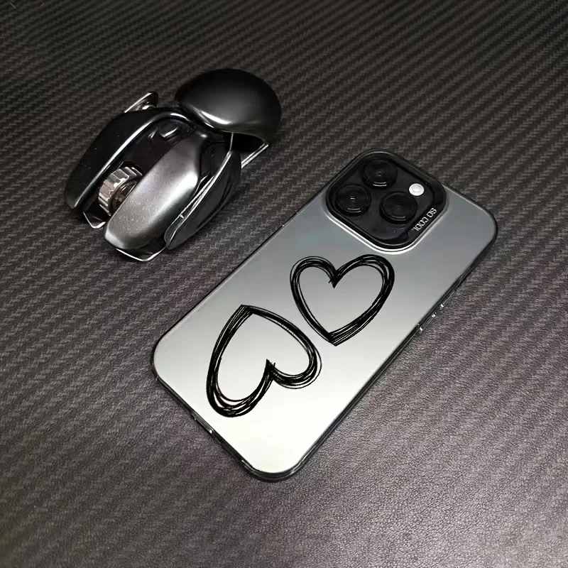 

Double-line heart shape phone case for iPhone 17 16 15 14 13 12 11 Pro/ Max/Plus shock-proof rear cover anti-fingerprint