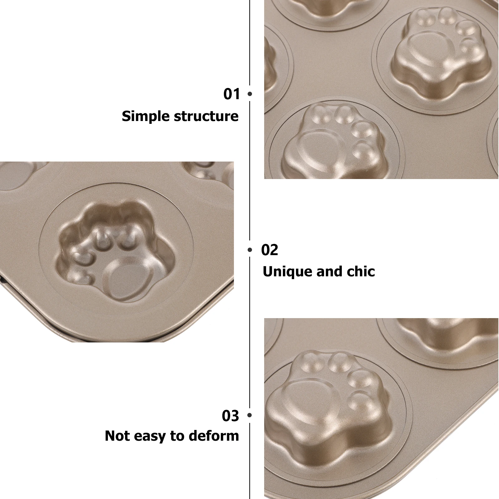 

6 Cavity Cat Paw Shape Baking Mold Carbon Steel Cake Chocolate Dessert Tool Nonstick Easy Release for Party Homemade Treats