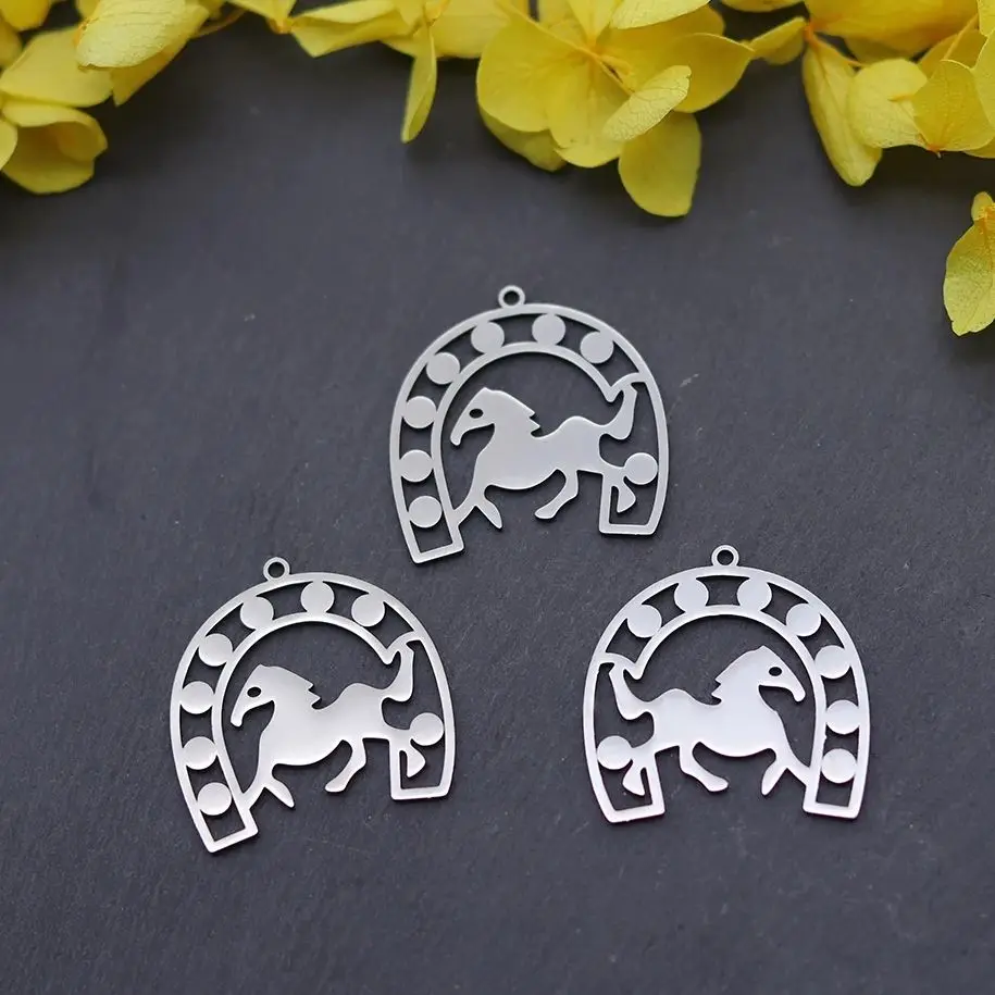 

3pcs U-shape Horseshoe Charms Pendant DIY Craft Necklace Bracelets Jewelry Making Horse Animal Stainless Steel Metal Materials
