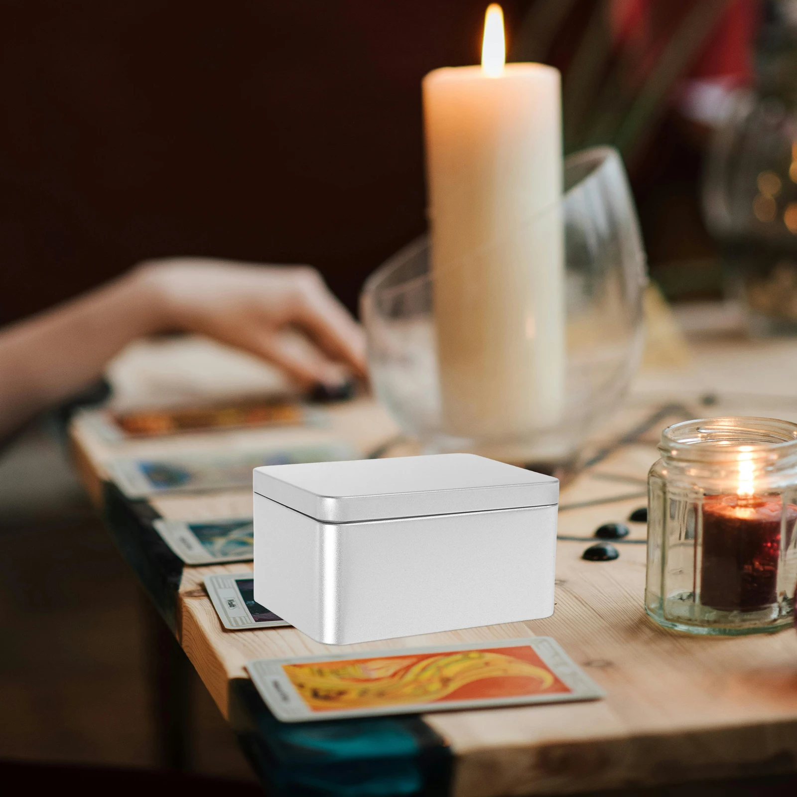 

1pcs Tinplate Storage Box Medium Multifunctional Organizer For Sewing Supplies Tools Coins Photos Cards Crafts Home Office