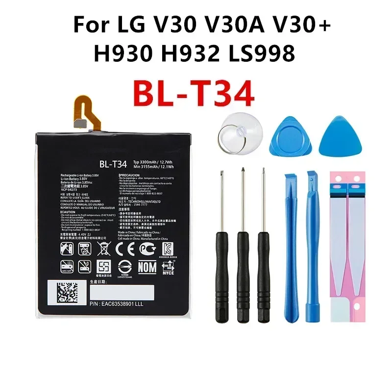 Original BL-T34 3300mAh Replacement Battery For LG V30 V30A V30+ H930 H932 LS998 T34 BLT34 Mobile phone Batteries+Tools