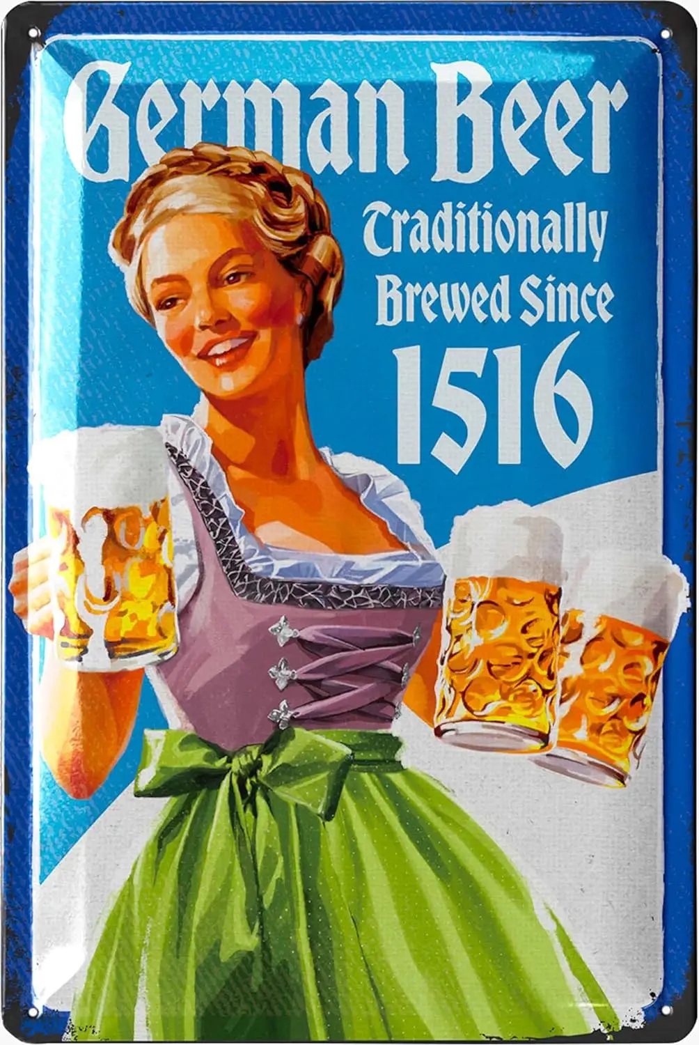 Vintage Tin Sign GERMAN BEER TRADITIONALLY BREWED - Beer Signs for man Cave, Metal Beer Signs, Funny Metal Bar Signs, Vintage be