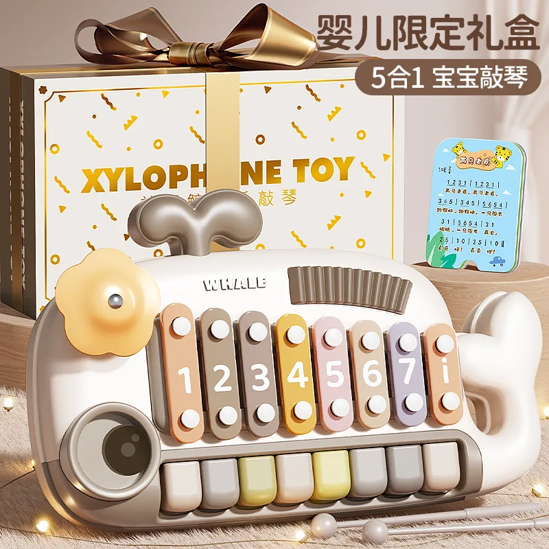 Instrumentos musicais para bebês, instrumento de percussão de baleia, teclado de piano multifuncional, brinquedo, aprendizagem, jogos educativos para crianças